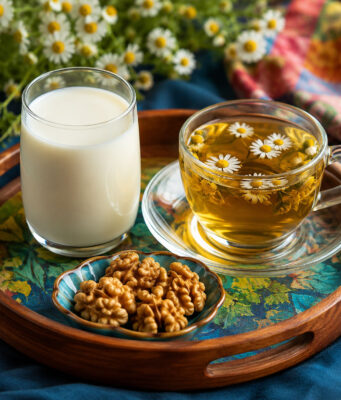 ঘুমের খাবার: দুধ, আখরোট আর ঘুমপিয়াসী ৫ বন্ধু! 😴🥛🌰 ঘুমের খাবার